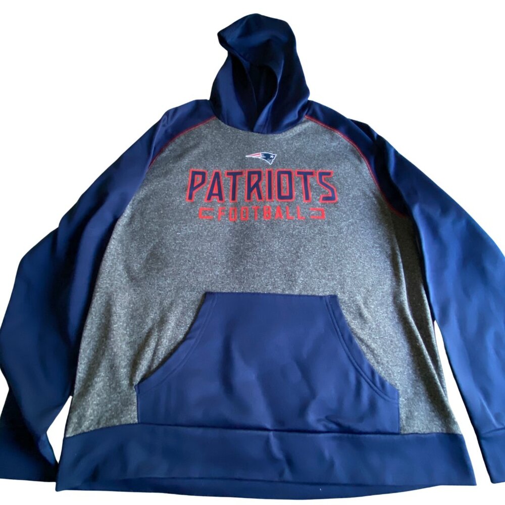New England Patriots Hoodie Mens XL Fanatics NFL Blue/grey Sweatshirt, Pocket